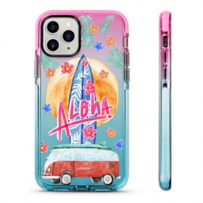 Phone Gradient TPE TPU Polycarbonate Case Cover With Painting And Black Ring Around Camera