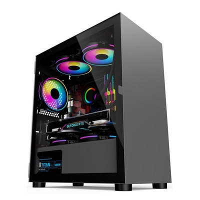 ETEK Computer Case - Cool and Clean Designed, Integrated Stamping Steel Front Panel,Tempered Glass Hinged Swing Doors