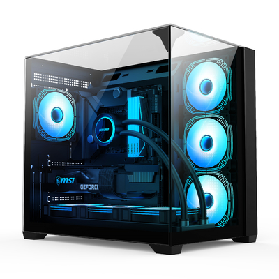 Three-sided Glass Chassis Supports Full-size ATX Motherboards Computer Case For Users Needing Efficient Cooling Expandability
