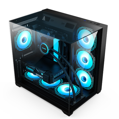 Three-sided Glass Chassis Supports Full-size ATX Motherboards Computer Case For Users Needing Efficient Cooling Expandability