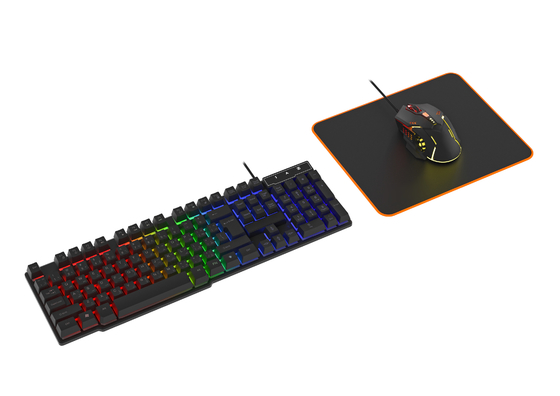 Rainbow-colored Static Lighting High-end Carbon Film Keyboard 6D Wired Gaming Mouse With Ergonomics Comfortable Mouse Pad