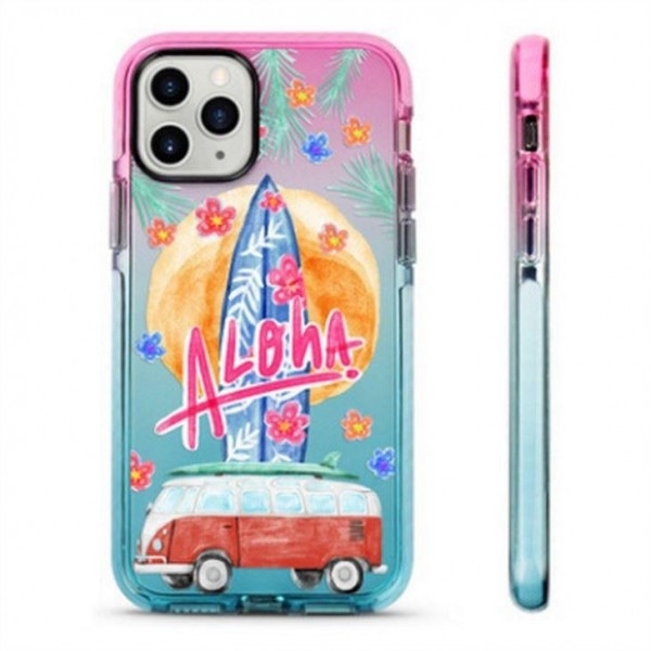 Phone Gradient TPE TPU Polycarbonate Case Cover With Painting And Black Ring Around Camera