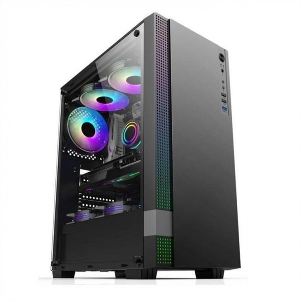Mid-Tower PC Gaming Case ETEK Mid-Tower PC Gaming ATX Computer Case Ondersteuning 6 ARGB fans, Tempered Glass Side Pandel.