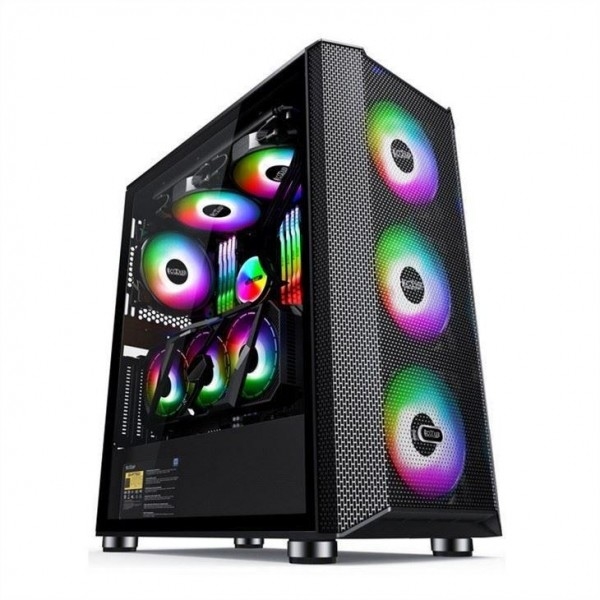 Computerbehuizing met magnetisch ontwerp Stoffilter Ondersteunt 6 ventilatoren ATX Mid-Tower pc-gamingbehuizing Glazen zijpaneel Kabelbeheer
