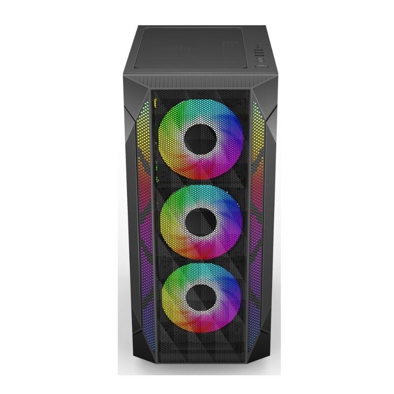 ETEK - ATX/Matx Computer Case Tempered Glass panel on Side Pressed Mesh Front Panel Support Watergekoelde radiator