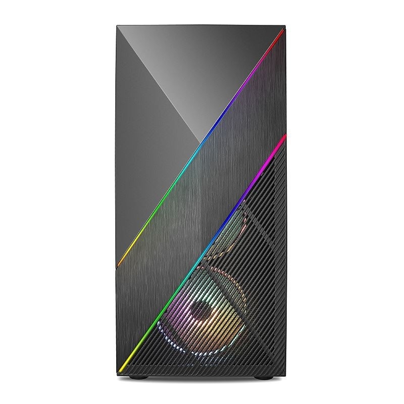 ETEK - PC Mid Tower Case Irregulier en Mesh Front Panel met ARGB LED Strip,Tempered Glass Side Panel, Top I/O Panel