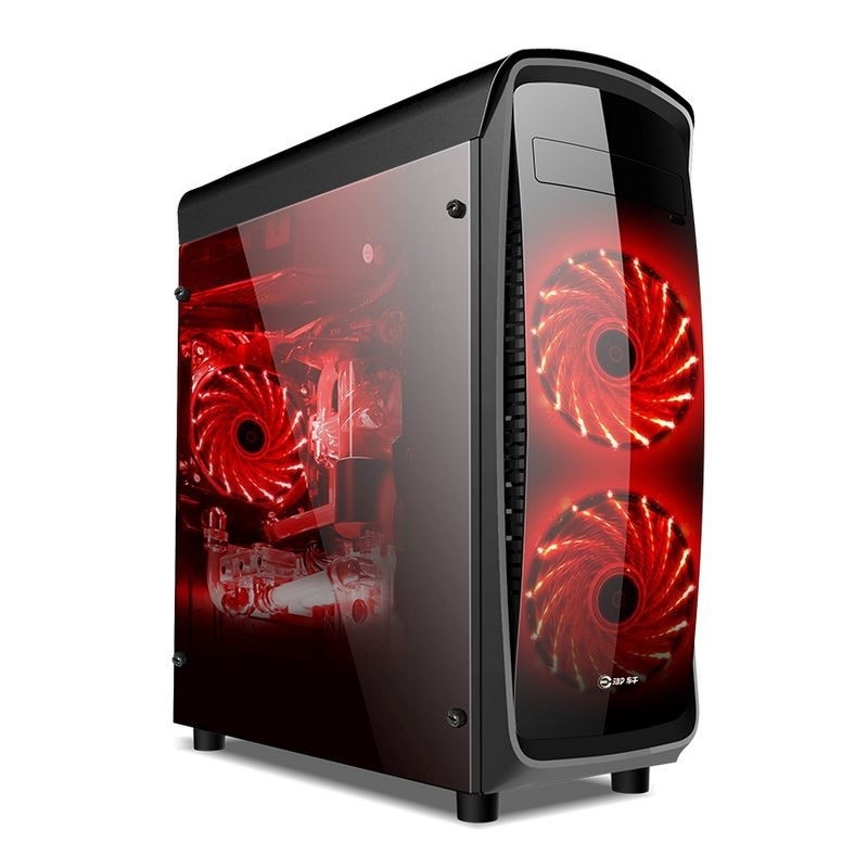 ETEK ATX Mid-Tower Case Acryl Front & Side Panel Full Side View Zwart en Wit