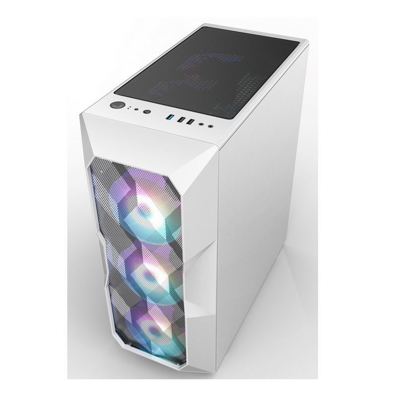De medio-Toren van de het Gevalluchtstroom ATX van de luchtstroomargb Computer met Veelhoekig Mesh Front Panel wat drie 12cm ARGB Verlichting steunen