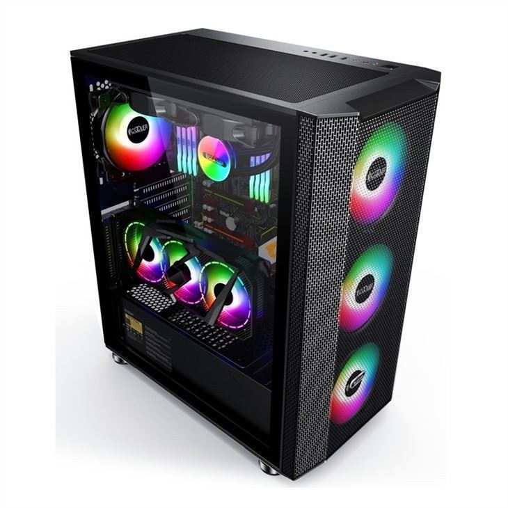 Computerbehuizing met magnetisch ontwerp Stoffilter Ondersteunt 6 ventilatoren ATX Mid-Tower pc-gamingbehuizing Glazen zijpaneel Kabelbeheer