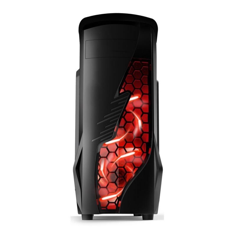 ETEK Airflow ATX Mid-Tower met hol en transparant voorpaneel Volle acryl linkerzijdepaneel
