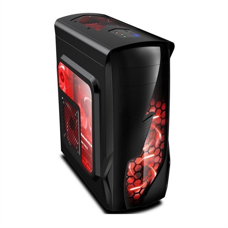 ETEK Airflow ATX Mid-Tower met hol en transparant voorpaneel Volle acryl linkerzijdepaneel