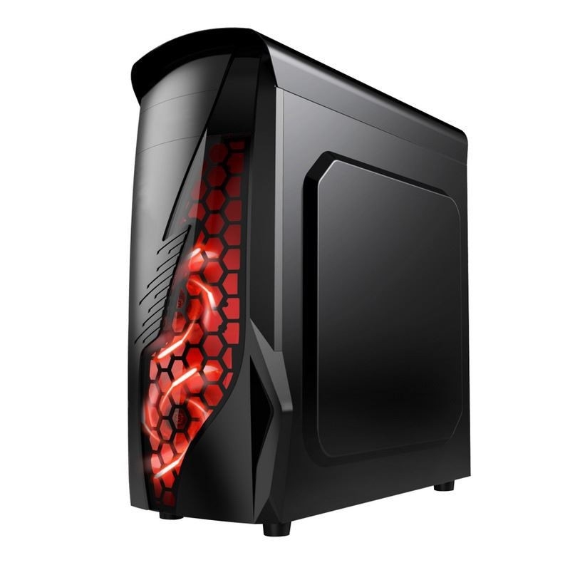 ETEK Airflow ATX Mid-Tower met hol en transparant voorpaneel Volle acryl linkerzijdepaneel