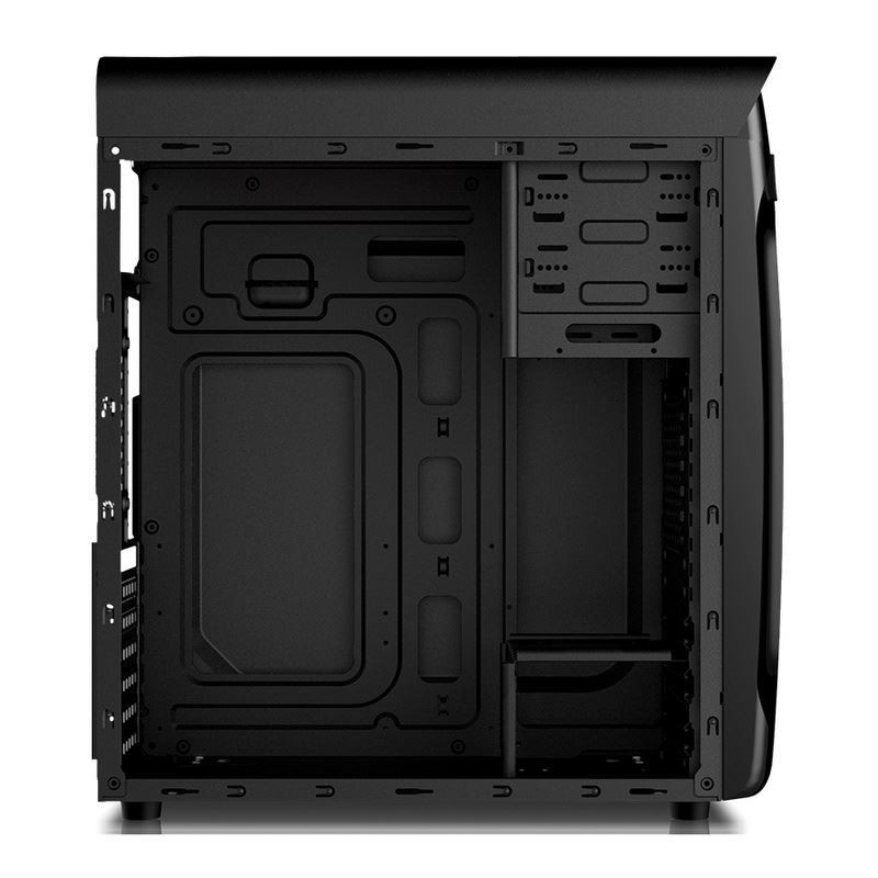 ETEK Airflow ATX Mid-Tower met hol en transparant voorpaneel Volle acryl linkerzijdepaneel