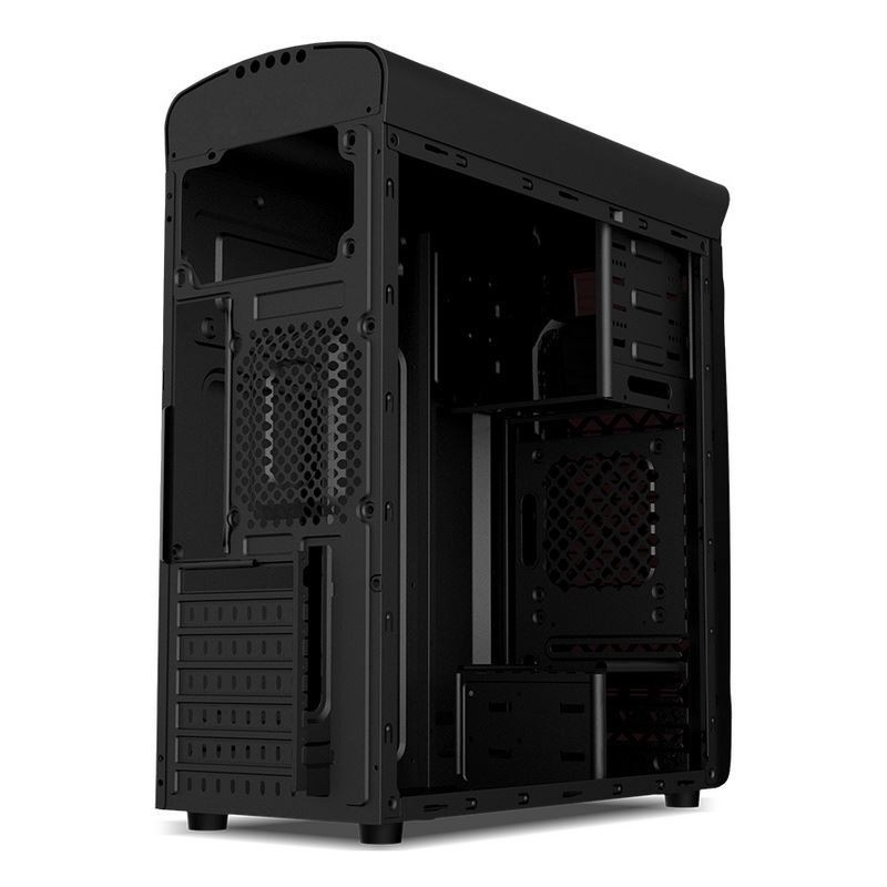 ETEK Airflow ATX Mid-Tower met hol en transparant voorpaneel Volle acryl linkerzijdepaneel