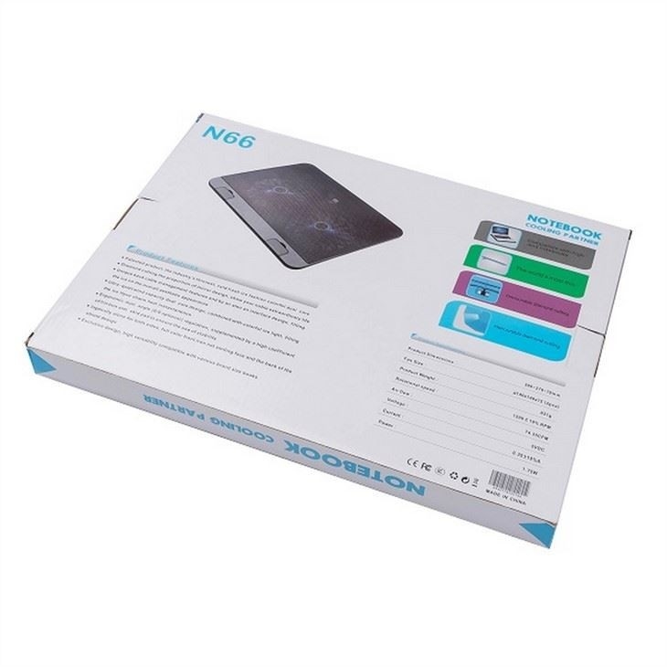 ETEK - Twee ventilatoren Slim en klein hoek Tilt Quantum Laptop koelbak Pad voor 15.6 inch scherm