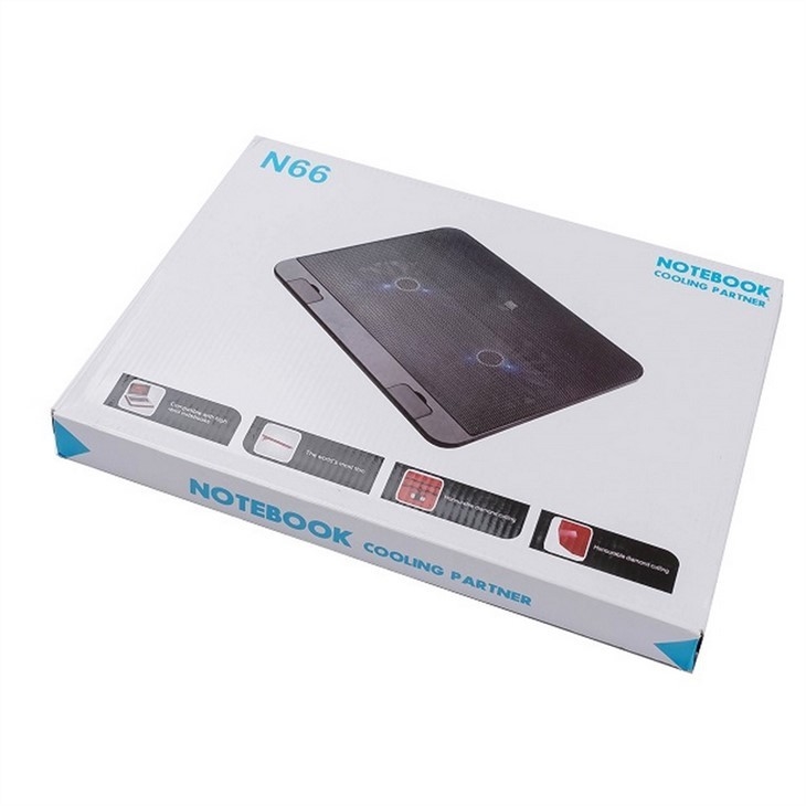 ETEK - Twee ventilatoren Slim en klein hoek Tilt Quantum Laptop koelbak Pad voor 15.6 inch scherm