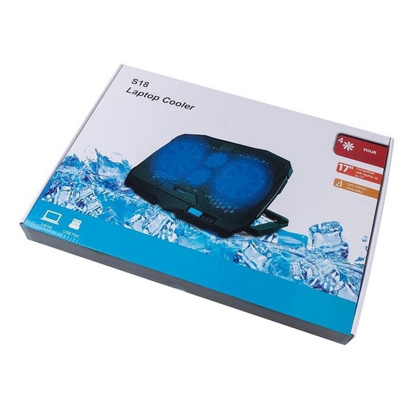 ETEK - Laptop koeler met info scherm 4 VANS 17 inch voor groot scherm Notebook Externe koeling