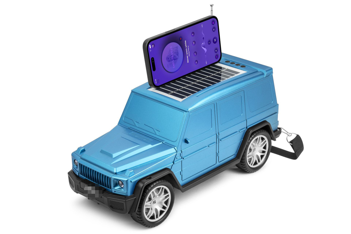 Klassieke auto-vormige Bluetooth-luidspreker combineert zonnelamp en radiofuncties voor thuisreizen buiten