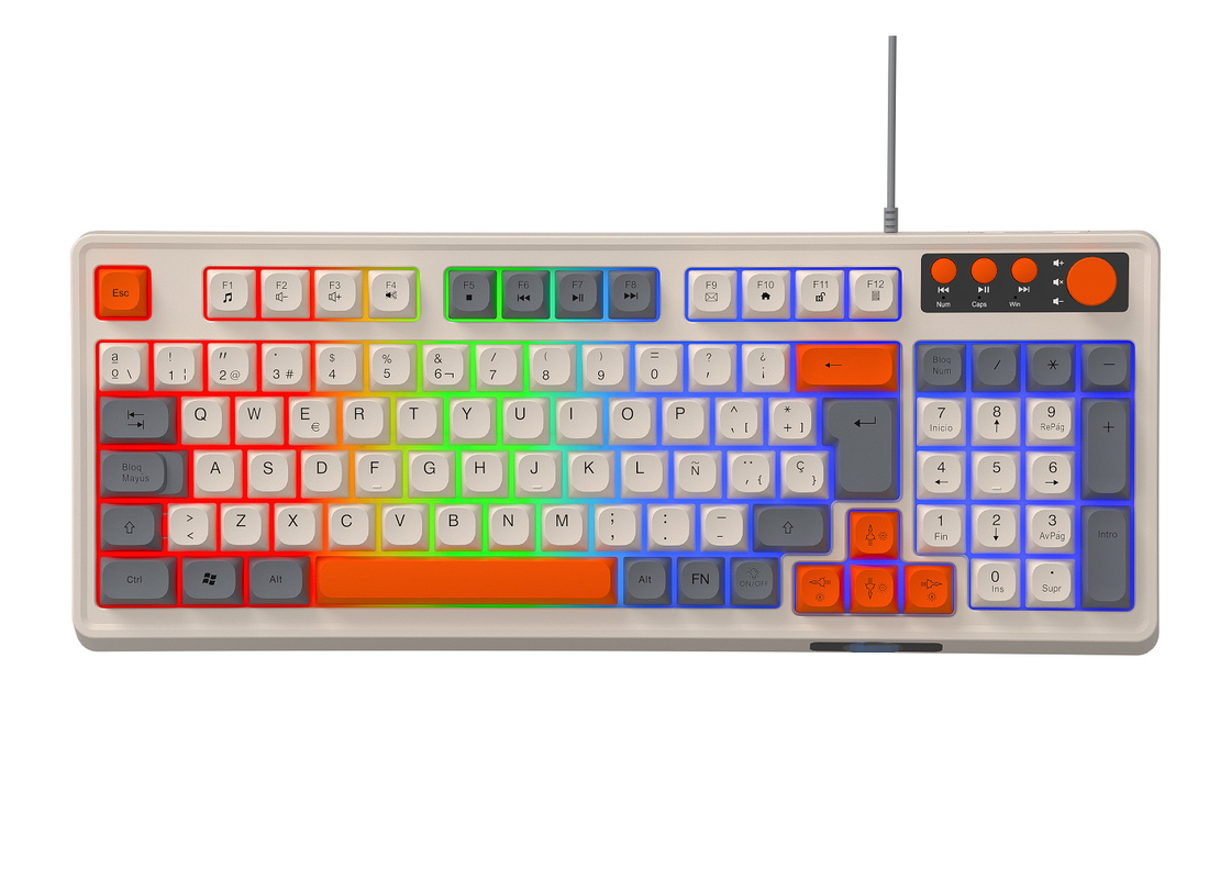 94+4 Pcs Multimedia Toetsen Led Rainbow Backlit Multimedia Gaming Keyboard Voor gaming