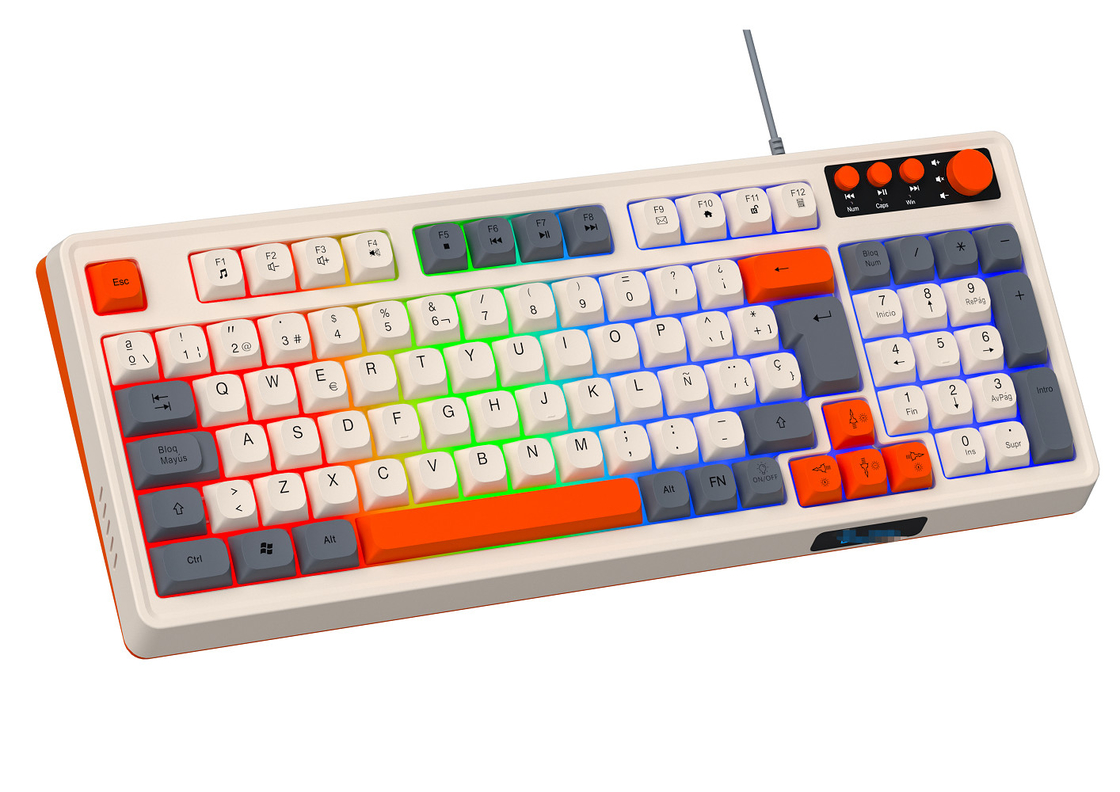 94+4 Pcs Multimedia Toetsen Led Rainbow Backlit Multimedia Gaming Keyboard Voor gaming