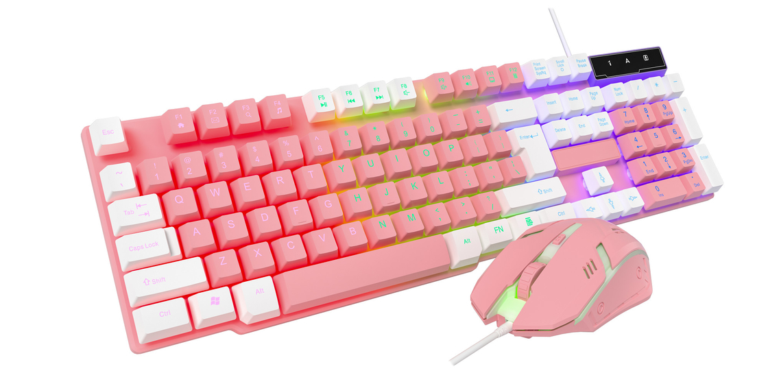 Compact en draagbaar met regenboog statische verlichting en high-end koolstof film 2-in-1 toetsenbord en muis voor gamers creatieven