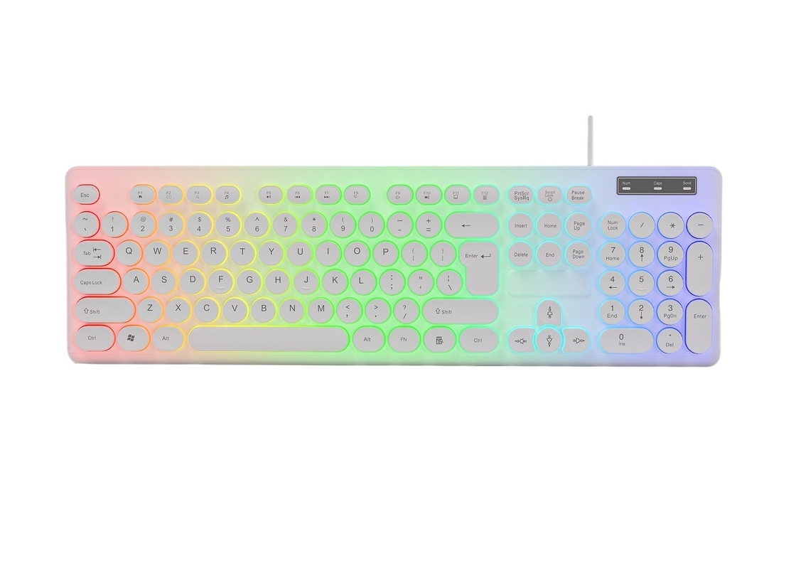 Lichte regenboog achtergrondverlichting toetsenborden Muiscombinaties met adem-effect Aanpasbare FN + F1-F12 toetsen Voor gamers Kantoorgebruikers Studenten