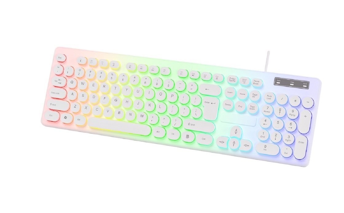 Lichte regenboog achtergrondverlichting toetsenborden Muiscombinaties met adem-effect Aanpasbare FN + F1-F12 toetsen Voor gamers Kantoorgebruikers Studenten