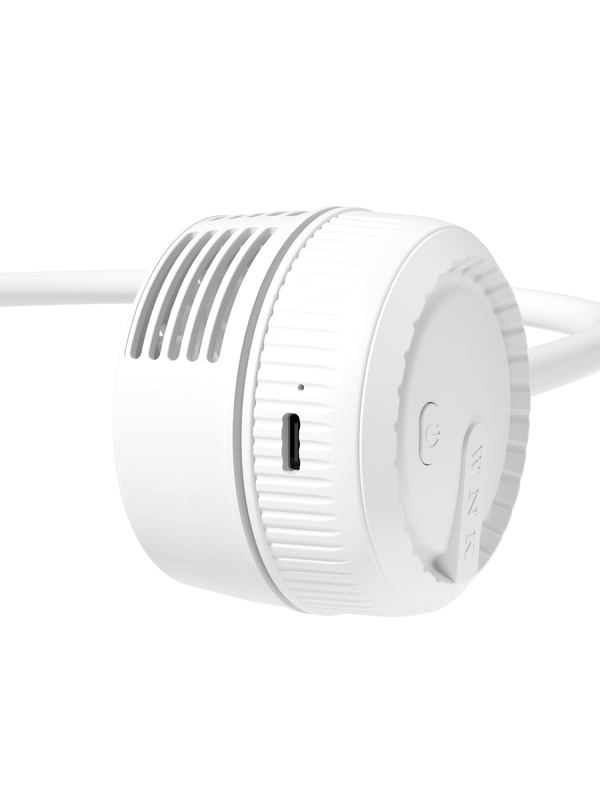 Zachte wind in drie niveaus 360 graden luchtstroom universele slang 1000mAh batterij TYPE-C opladen draagbare ventilatoren in wit en muntgroen