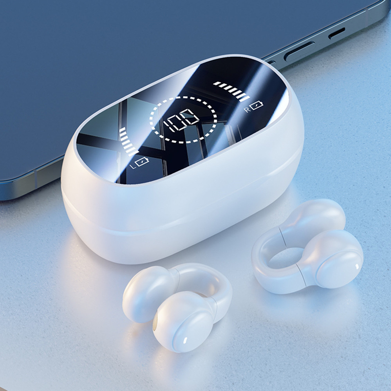 Bluetooth 5.3 oortelefoon Volledig open oorontwerp 9D Surround Sound Game Audio-sync HIFI Digitaal scherm 1.5H Charging 6H Single Playback