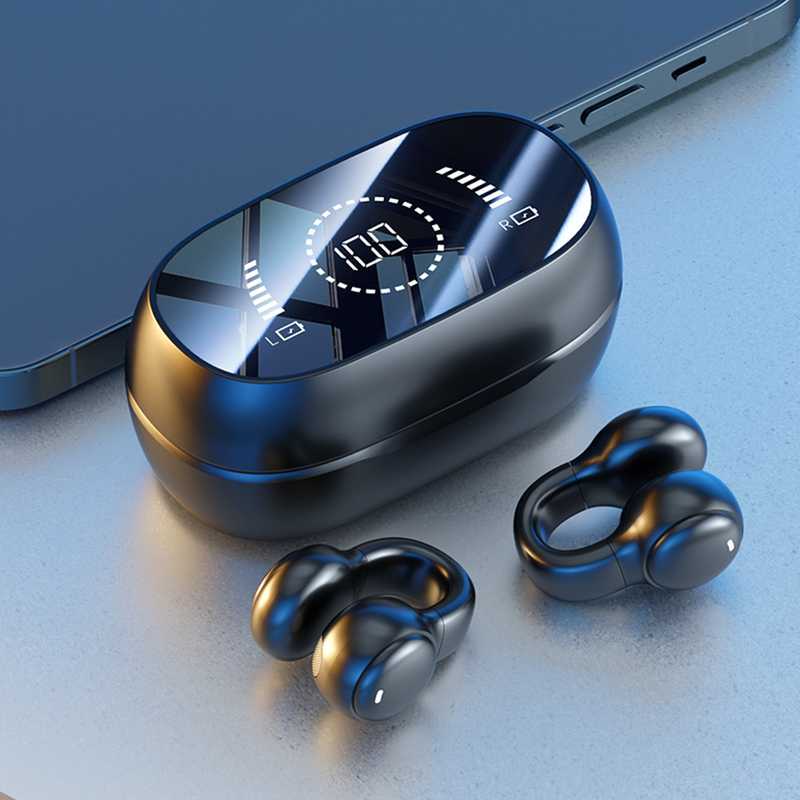Bluetooth 5.3 oortelefoon Volledig open oorontwerp 9D Surround Sound Game Audio-sync HIFI Digitaal scherm 1.5H Charging 6H Single Playback