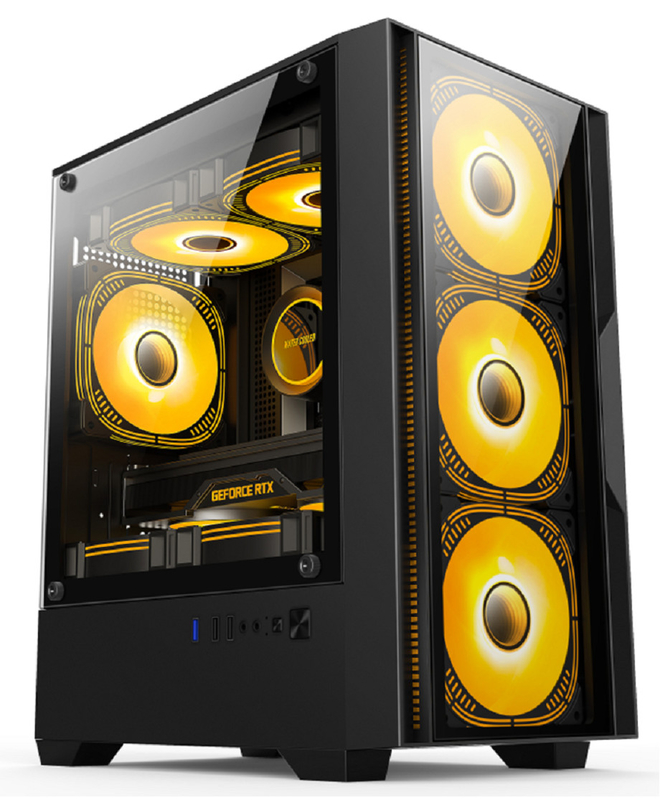 Compatibel met M-ATX/ITX-moederborden Dual-mode installatie 5-ventilator lay-out Panorama zijdeverlichting Computerhoes voor middenklasse gamers