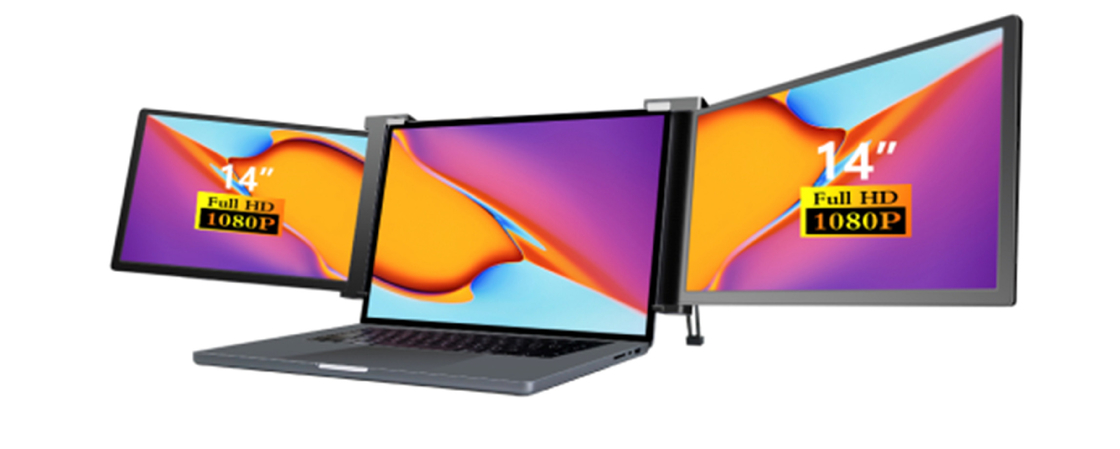 Twee 14-inch Panorama Laptop Monitors Drie-scherm Setup Met 25.3mm Thin Display Full HD IPS 16/9 Aspect Ratio