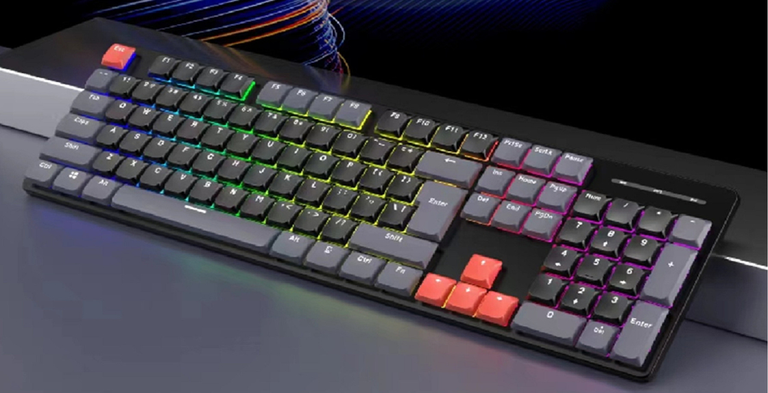Ergonomisch mechanisch toetsenbord met TYPE-C full keys Anti-ghost en verbeterde twee-kleurige injectie gegoten drijvende toetsenkappen