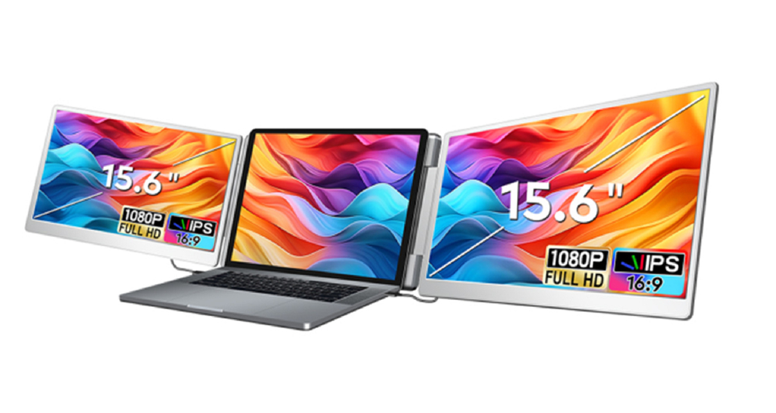 2 * 15,6-inch Full View FHD Laptop Monitor 16/9 Aspect Ratio 1920 * 1080 IPS High Definition Resolution Type-C 3.1 Interface Ondersteuning HDR Screen Flip