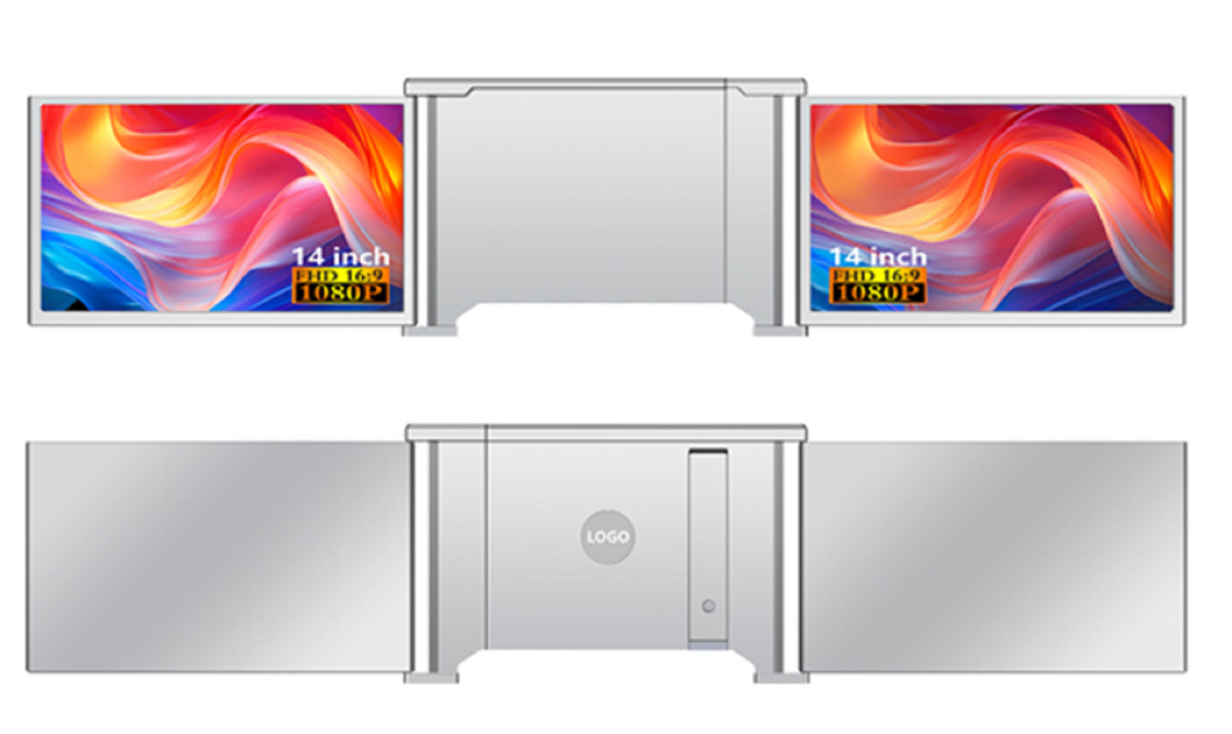 Dual 14-inch FHD laptop monitor, compatibel met 13,5-16,5-inch laptops.