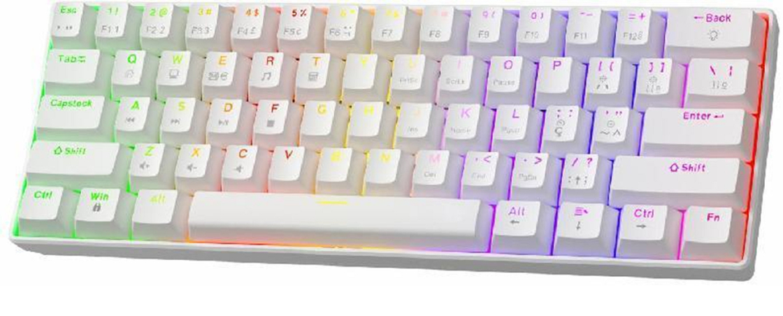 Compact 68-toets mechanisch toetsenbord met aanpasbare RGB-achterlicht, warmwisselbare schakelaars en USB-connectiviteit
