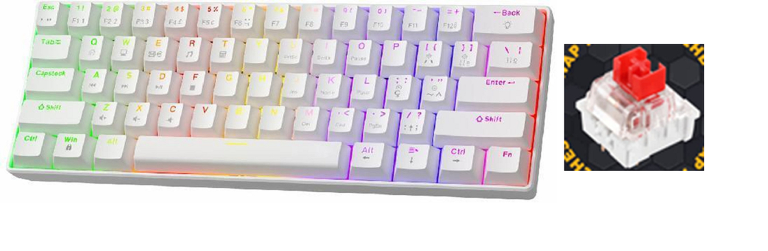 Compact 68-toets mechanisch toetsenbord met aanpasbare RGB-achterlicht, warmwisselbare schakelaars en USB-connectiviteit