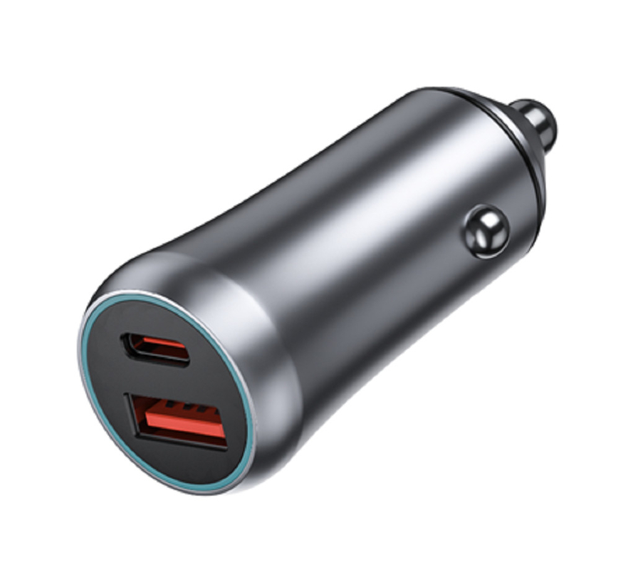 48W Dual-Port USB-C Autolader, 12-24V DC Input ABS+PC Brandwerend