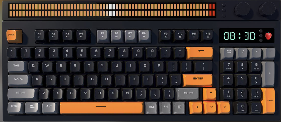 Multimode toetsenbord Hoogwaardig toetsenbord met drievoudige knopregeling RGB-verlichting Tomaten wekker Ergonomisch ontwerp