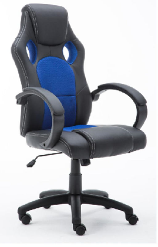 320 mm Nylon Base Met Casters Spelstoel 100 mm Verf Gaslift Nylon Armsteun Met PU Padding Zwart PU+ Blauw Mesh