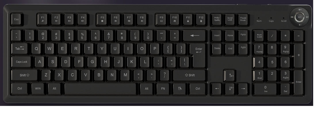 Ultra Slim Draagbaar FN Multimedia Membraan Toetsenbord 448*143*32mm 610g Netto Gewicht ABS Zwarte Toetsdoppen Zilveren Membraan