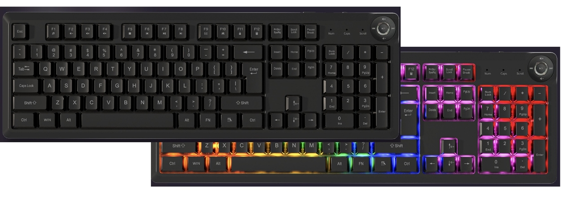 Ultra Slim Draagbaar FN Multimedia Membraan Toetsenbord 448*143*32mm 610g Netto Gewicht ABS Zwarte Toetsdoppen Zilveren Membraan