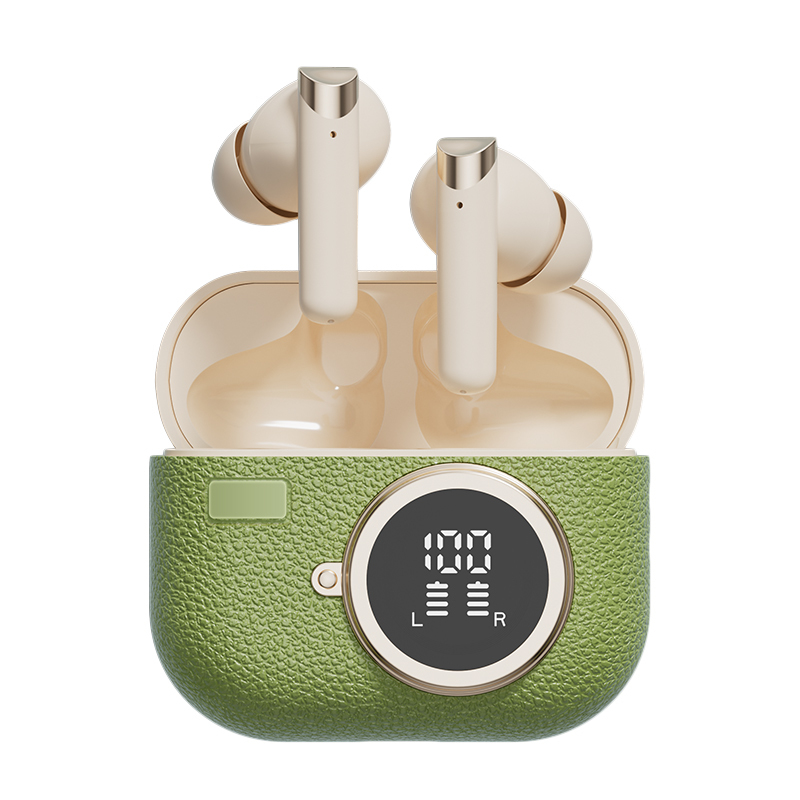 Draadloze oordopjes Bluetooth 5.4 ANC Oordopje F10 luidspreker 300mAh Hoes Type-C Fast Charging Bruin Complex Groen