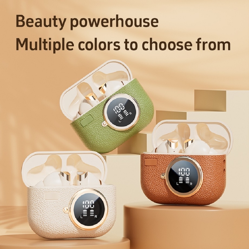 Draadloze oordopjes Bluetooth 5.4 ANC Oordopje F10 luidspreker 300mAh Hoes Type-C Fast Charging Bruin Complex Groen