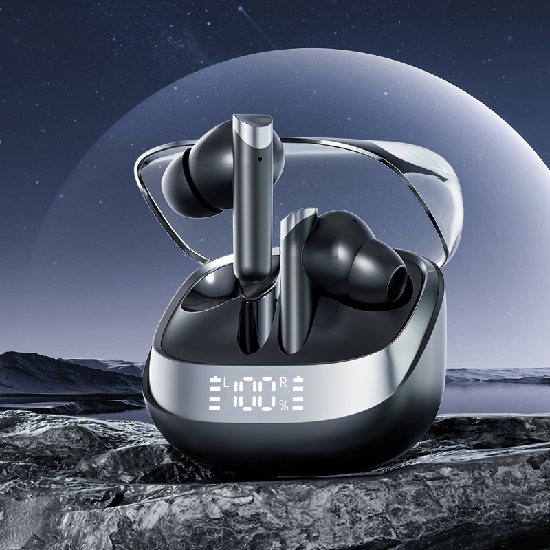 ETEK Wireless Earphones,Bluetooth 5.4 ANC Earphone,F10 koperen ring luidspreker, 300mAh Case ((zwart/wit/complexion)
