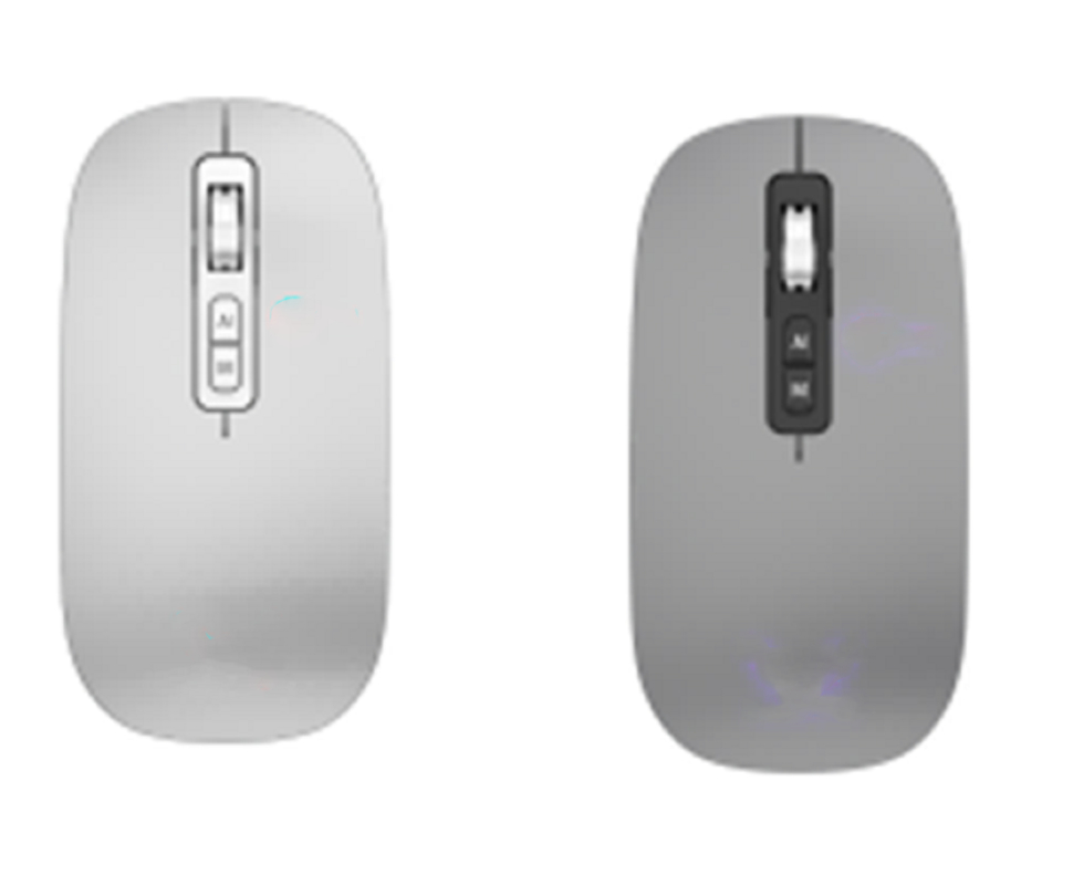 2.4G Draadloze en Bluetooth AI Muis Biedt Verstelbare DPI-instellingen 800/1200/1600 Transparant Zilvergrijs
