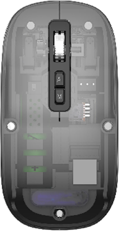 2.4G Draadloze en Bluetooth AI Muis Biedt Verstelbare DPI-instellingen 800/1200/1600 Transparant Zilvergrijs