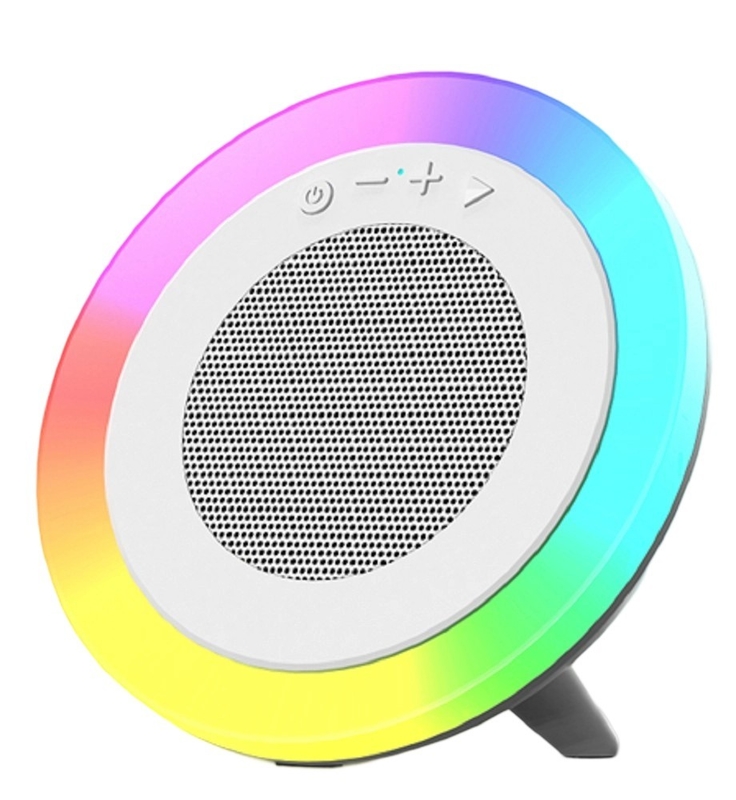 Witte tri-mode Bluetooth-luidspreker 66mm 5W Uitgang 1200mAh Batterij Ondersteunt USB/TF/AUX Afspelen En RGB Verlichting