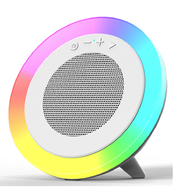 Witte tri-mode Bluetooth-luidspreker 66mm 5W Uitgang 1200mAh Batterij Ondersteunt USB/TF/AUX Afspelen En RGB Verlichting