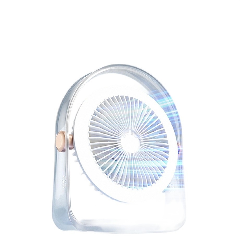 Driekleurige Wit Grijze Groene Ventilator Met PETG + Borstelloze Motor 1200mAh Batterij 3-snelheden Wind 2-6W + 3-niveaus Lichtregeling